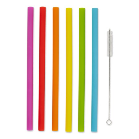 Rsvp International 10in Silicone Smoothie Straw, 6PK SILI-LG